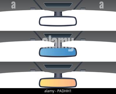 vector set of car rear view mirrors Stock Vector