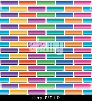 vector seamless pattern of colorful brick wall Stock Vector