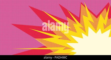 pop art explosion red yellow on the right Stock Vector