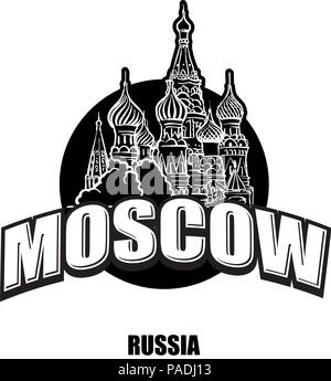 Moscow, cathedral, black and white logo for high quality prints. Hand drawn vector sketch. Stock Vector