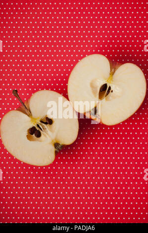 red apple cut in half Stock Photo