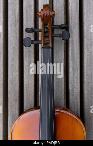 neck and pegbox of a violin Stock Photo