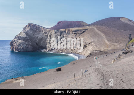 Scenic seascape with Capelinhos Volcano in Faial Island, Azores, Portugal Stock Photo