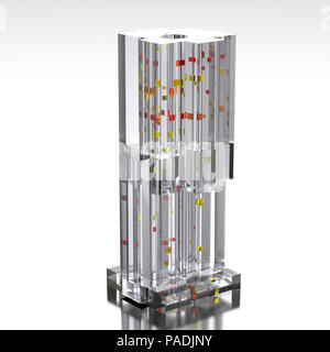 Empty glass vase isolated on white background. Colorful crystals. Include clipping path. Front view Stock Photo