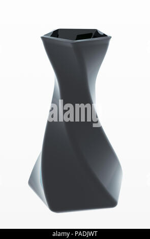 Empty black glass vase isolated on white background Stock Photo