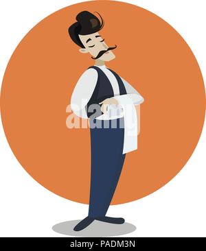 Waiter serving. Vector flat illustration Stock Vector
