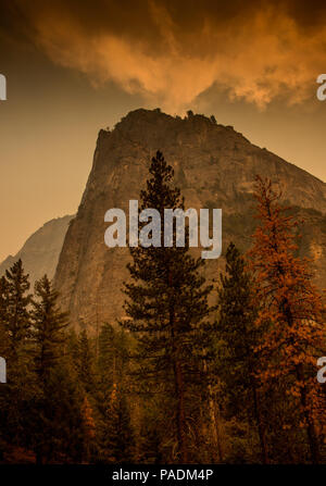Clouds above mountain rock at Yosemite national park in California USA Stock Photo