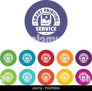 Smart printing service icons set vector color Stock Vector