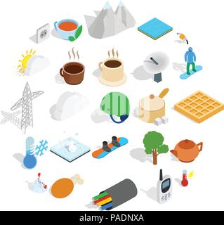 Wintry icons set, isometric style Stock Vector