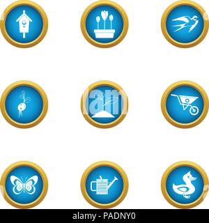 Birdhouse icons set, flat style Stock Vector