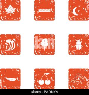 Essence icons set, grunge style Stock Vector