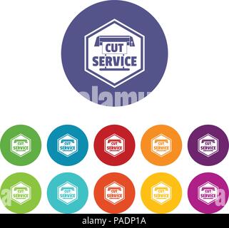 Cut service icons set vector color Stock Vector