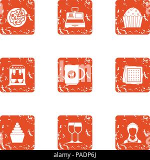 Drink together icons set, grunge style Stock Vector
