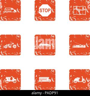 Freeway icons set, grunge style Stock Vector