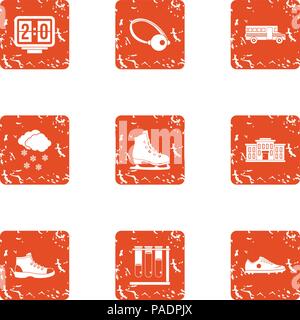 Sport medicine icons set, grunge style Stock Vector