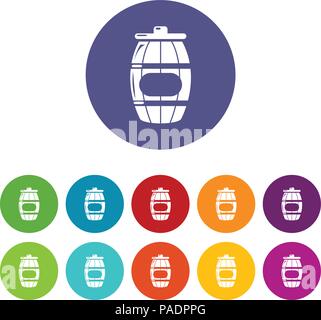 Honey barrel icons set vector color Stock Vector
