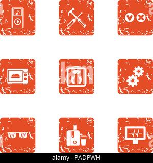 Repair office icons set, grunge style Stock Vector