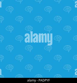 Sensors on human brain pattern vector seamless blue Stock Vector
