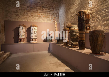 France, Cannes, traditional drums collection in Castle Museum - Musee de la Castre Stock Photo