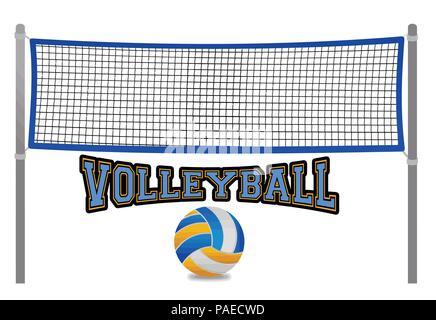 Beach volleyball net and ball on white background, vector illustration Stock Vector