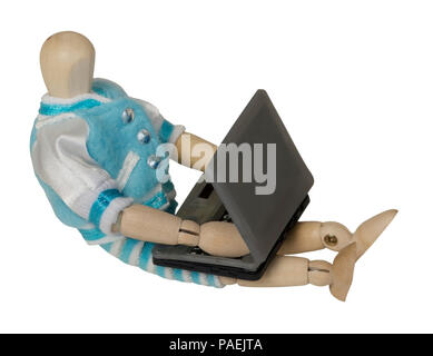 Student with Letterman Jacket with Laptop - path included Stock Photo