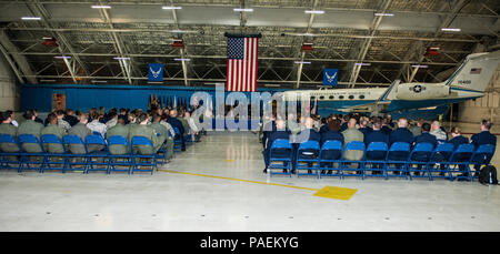 89th Airlift Wing Airmen attend the 99th Airlift Squadron change-of-command ceremony at Joint Base Andrews, Md., March 18, 2016. The 89th Operations Group consists of two flying squadrons, the 1st Airlift Squadron and the 99th Airlift Squadron, as well as the 89th OSS, an Operations Support Squadron.  The 89th Operations Group operates some of the most advanced commercial-based aircraft in the world, including the C-20B, C-37A, C-37B, C-32A and C-40B. The 89th AW maintains and operates 'Air Force One' and 14 other special air mission platforms. (U.S. Air Force photo by Senior Master Sgt. Kevin Stock Photo