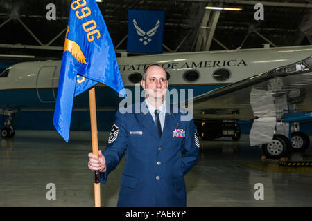 89th Airlift Wing Airmen attend the 99th Airlift Squadron change-of-command ceremony at Joint Base Andrews, Md., March 18, 2016. The 89th Operations Group consists of two flying squadrons, the 1st Airlift Squadron and the 99th Airlift Squadron, as well as the 89th OSS, an Operations Support Squadron.  The 89th Operations Group operates some of the most advanced commercial-based aircraft in the world, including the C-20B, C-37A, C-37B, C-32A and C-40B. The 89th AW maintains and operates 'Air Force One' and 14 other special air mission platforms. (U.S. Air Force photo by Senior Master Sgt. Kevin Stock Photo