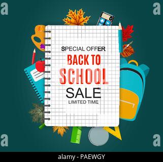 Abstract Vector Illustration Back to School Sale Background Stock Vector