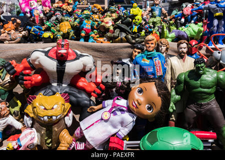 Action figure of cartoons and film characters. Stock Photo