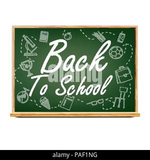 Back To School Banner Design Vector. Green. Classroom Blackboard. Sale Poster. 1 September. Education Related. Realistic Illustration Stock Vector