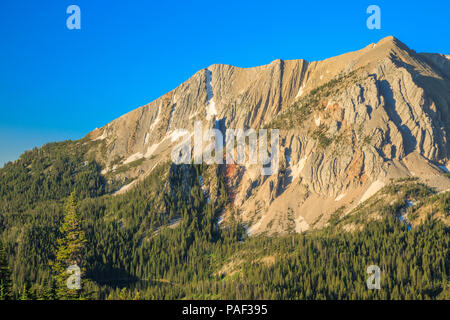 sacagawea peak in the bridger mountains above fairy lake near bozeman, montana Stock Photo