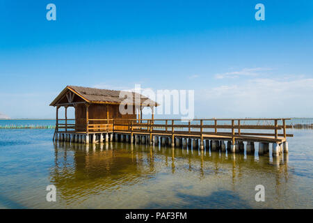 A traditional stilt house in the lagoon of Messolonghi, called "Pelada