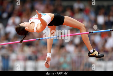 Authorised Neutral Athlete Mariya Lasitskene competes in the Women's High Jump during day two of the Muller Anniversary Games at The Queen Elizabeth Stadium, London. Stock Photo