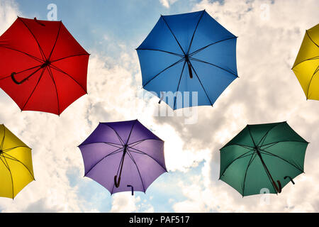 Umbrellas in Bright Colours Stock Photo