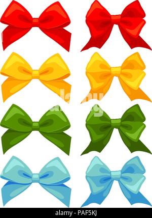 Colorful cartoon multicolor bow set Stock Vector