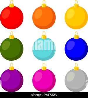 Colorful cartoon multicolor christmas ball set Stock Vector