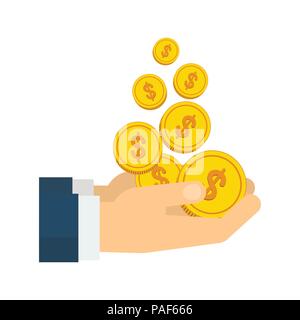 businessman hands with falling golden coin Stock Vector