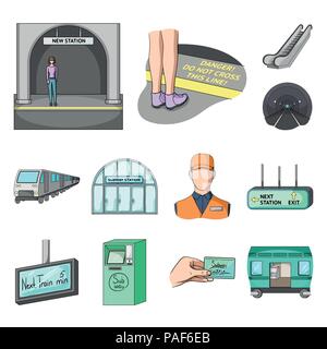 Metro, subway cartoon icons in set collection for design.Urban transport vector symbol stock  illustration. Stock Vector