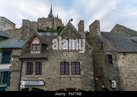 Mont St. Michel, Normandy, France. The famous town on the island, connected to the mainland only by a single bridge. Stock Photo