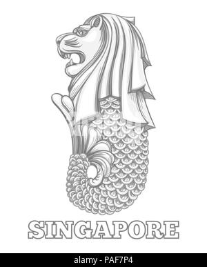 Sketch of singapore tourism landmark merlion 22054444 Vector Art at Vecteezy