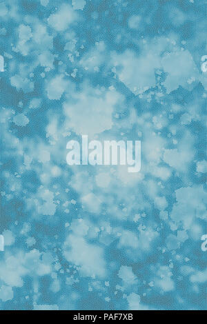 Dotted light blue background of the colorful dots on the blurred lights. Halftone wallpaper. Regular grid of blurred light dots backdrop. Stock Photo