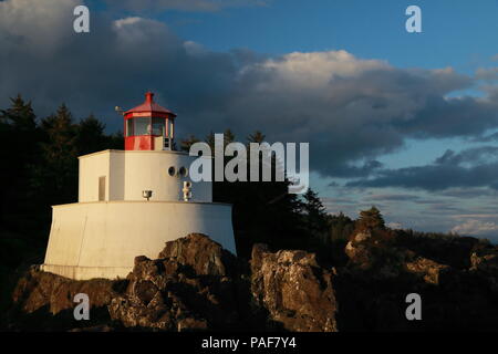 Amphitrite Point Lighthouse near Uclulelet, Vancouver island, British Columbia Canada Stock Photo