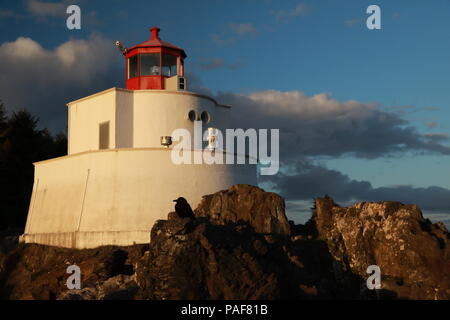 Amphitrite Point Lighthouse near Uclulelet, Vancouver island, British Columbia Canada Stock Photo