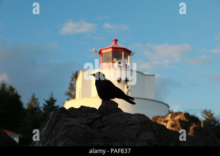 Amphitrite Point Lighthouse near Uclulelet, Vancouver island, British Columbia Canada Stock Photo