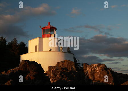 Amphitrite Point Lighthouse near Uclulelet, Vancouver island, British Columbia Canada Stock Photo