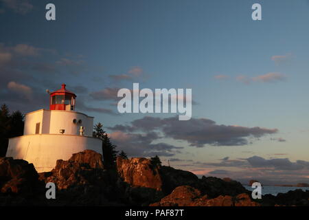 Amphitrite Point Lighthouse near Uclulelet, Vancouver island, British Columbia Canada Stock Photo