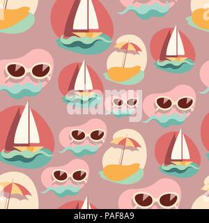 Seamless background pattern with summer elements Stock Vector
