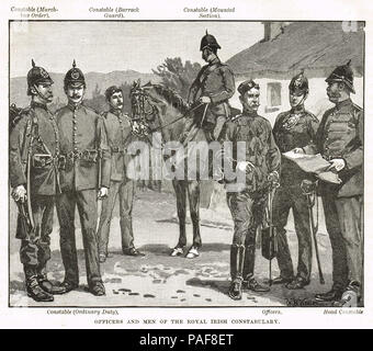 Officers and men of the Royal Irish Constabulary, RIC, in the 19th Century Stock Photo