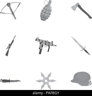 Weapon set icons in monochrome style. Big collection of weapon vector symbol stock Stock Vector