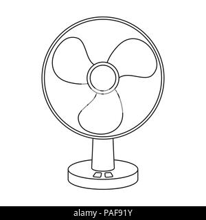 Fan icon in outline style isolated on white background. Household appliance symbol vector illustration. Stock Vector